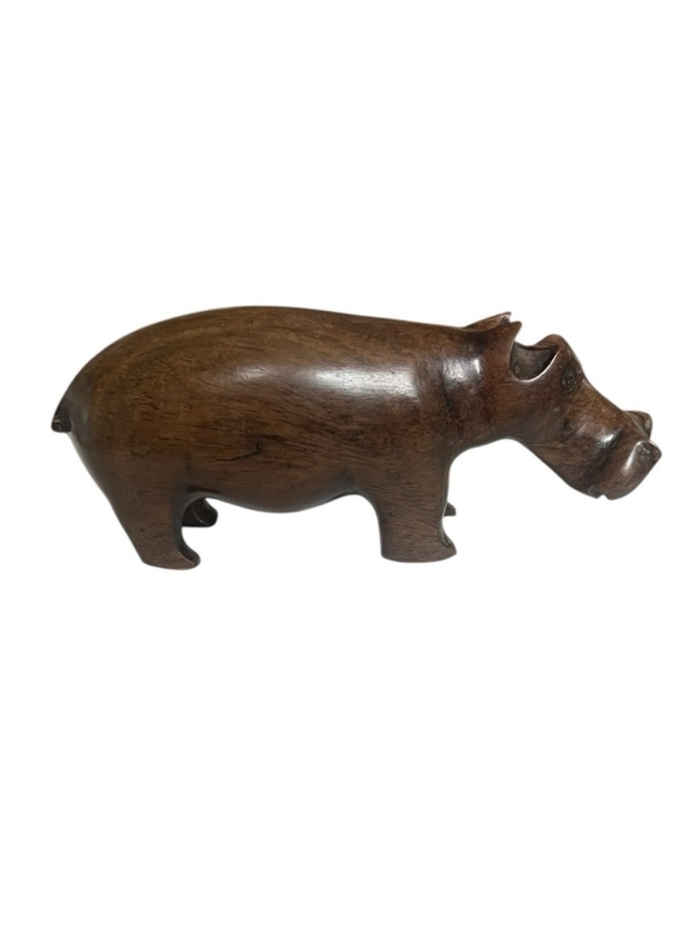 Vintage MCM Hand-carved Solid Wood Hippopotamus Folk Art